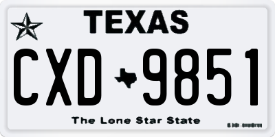 TX license plate CXD9851