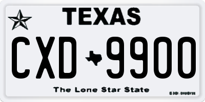 TX license plate CXD9900
