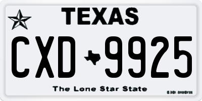 TX license plate CXD9925