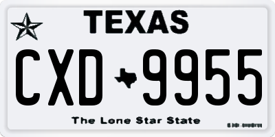 TX license plate CXD9955