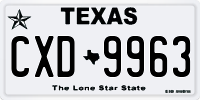 TX license plate CXD9963