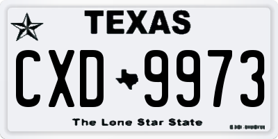 TX license plate CXD9973