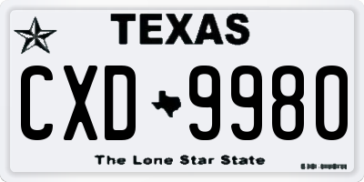 TX license plate CXD9980