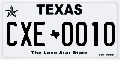 TX license plate CXE0010
