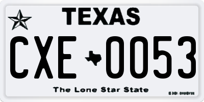 TX license plate CXE0053