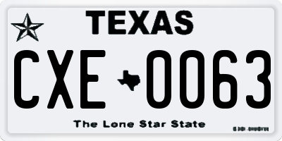 TX license plate CXE0063