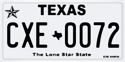 TX license plate CXE0072