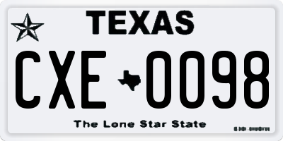 TX license plate CXE0098