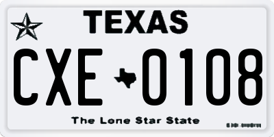 TX license plate CXE0108