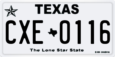 TX license plate CXE0116