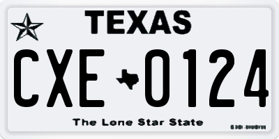 TX license plate CXE0124