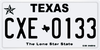 TX license plate CXE0133