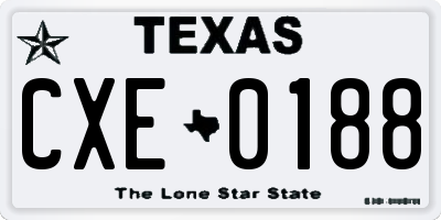 TX license plate CXE0188