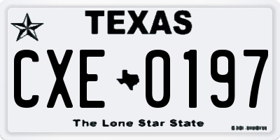 TX license plate CXE0197