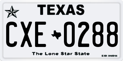 TX license plate CXE0288