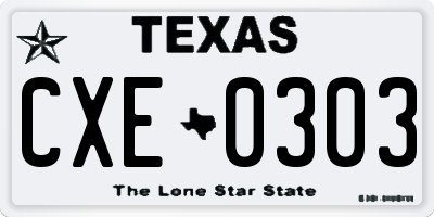 TX license plate CXE0303