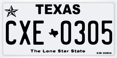 TX license plate CXE0305