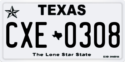 TX license plate CXE0308