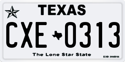 TX license plate CXE0313
