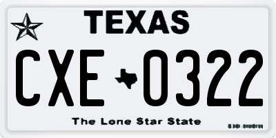 TX license plate CXE0322