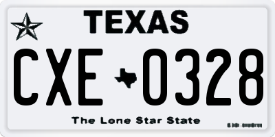 TX license plate CXE0328