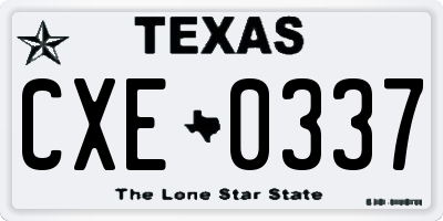 TX license plate CXE0337