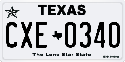 TX license plate CXE0340