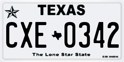 TX license plate CXE0342
