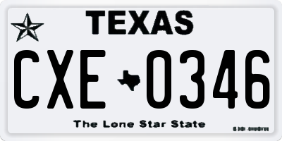 TX license plate CXE0346
