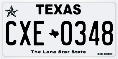 TX license plate CXE0348