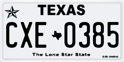 TX license plate CXE0385