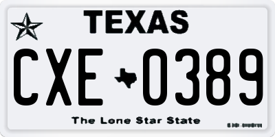 TX license plate CXE0389