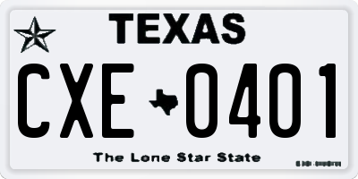 TX license plate CXE0401