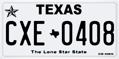 TX license plate CXE0408