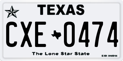 TX license plate CXE0474