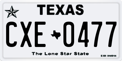 TX license plate CXE0477