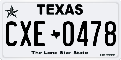 TX license plate CXE0478