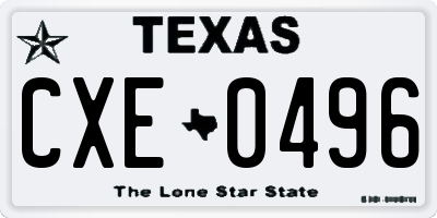 TX license plate CXE0496