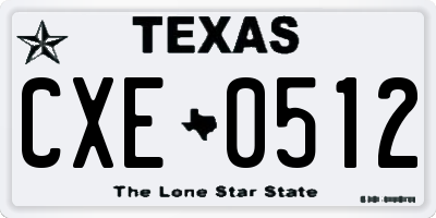 TX license plate CXE0512
