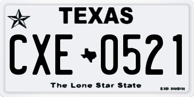 TX license plate CXE0521