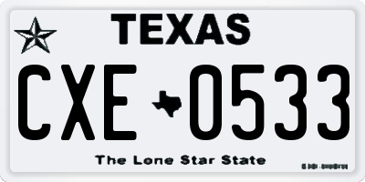 TX license plate CXE0533