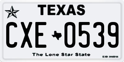 TX license plate CXE0539
