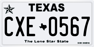TX license plate CXE0567