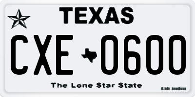 TX license plate CXE0600