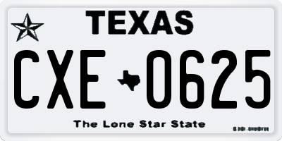 TX license plate CXE0625