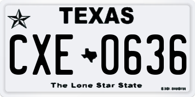 TX license plate CXE0636