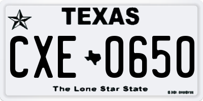 TX license plate CXE0650