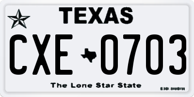 TX license plate CXE0703