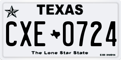 TX license plate CXE0724