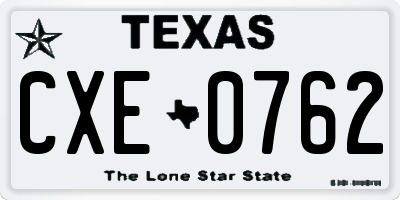 TX license plate CXE0762